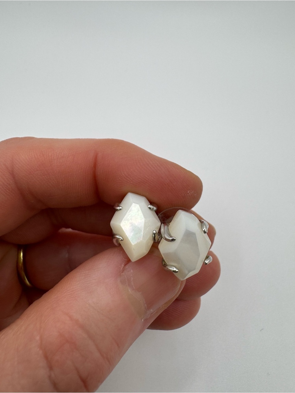 Kendra Scott white and silver studs